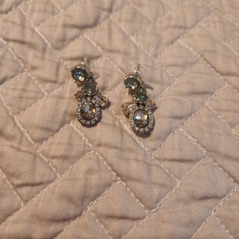 Elegant Silver and Green Earrings